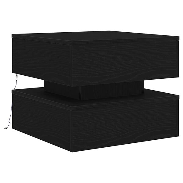 vidaXL Coffee Table with LED Lights Black Oak 50x50x40 cm