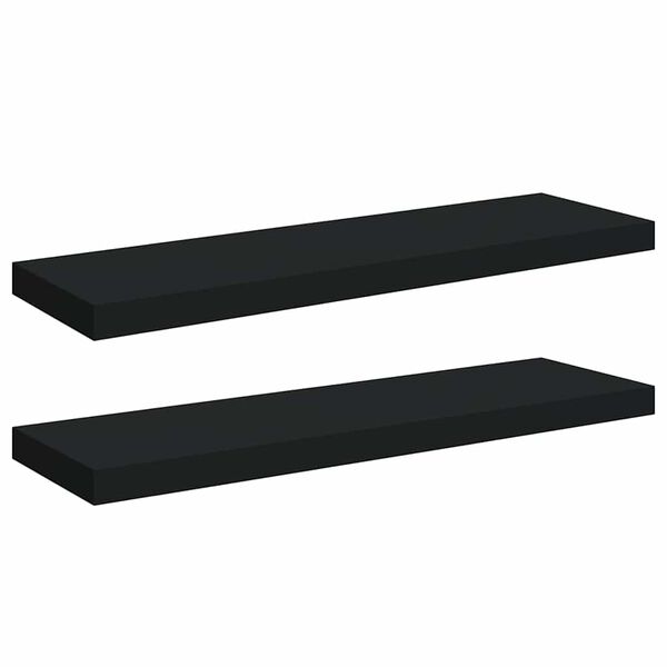 vidaXL Floating Wall Shelves 2 pcs Black 80x23.5x3.8 cm MDF