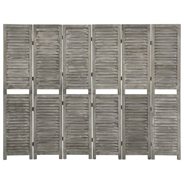 vidaXL 6-Panel Room Divider Grey 214x166 cm Solid Wood