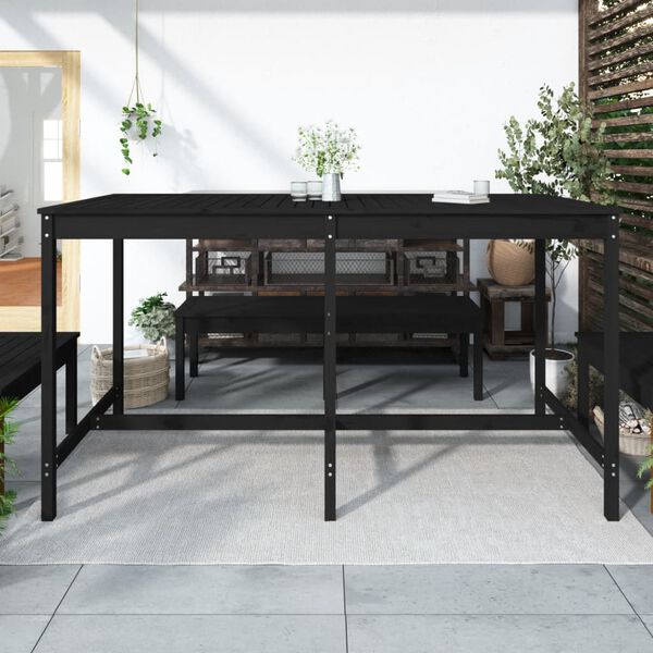 vidaXL Garden Table Black 203.5x90x110 cm Solid Wood Pine