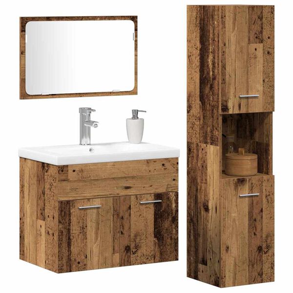 vidaXL Bathroom Furniture Set with Shelf 4 pcs Brown Engineered Wood