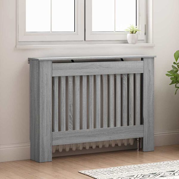 vidaXL Radiator Cover Grey Sonoma 112 x 19 x 81.5 cm Engineered Wood
