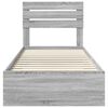 vidaXL Bed Frame Grey Sonoma and Silver 75 x 190 cm Engineered Wood