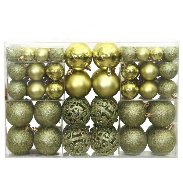 vidaXL Christmas Baubles 100 pcs Light Green 3 / 4 / 6 cm