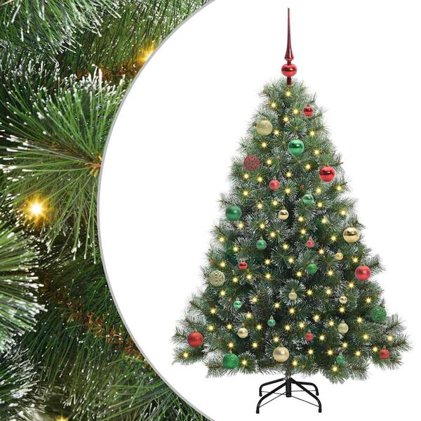 vidaXL Artificial Christmas Tree with 150 LEDs Green 150 cm PE and PVC