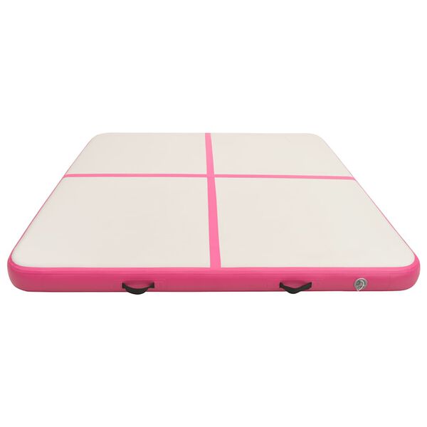 vidaXL Inflatable Gymnastics Mat with Pump 200x200x15 cm PVC Pink