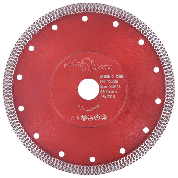 vidaXL Diamond Cutting Disc with Holes Steel 180 mm
