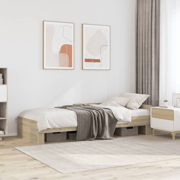 vidaXL Bed Frame without Mattress Sonoma Oak 90x190 cm Single Engineered Wood