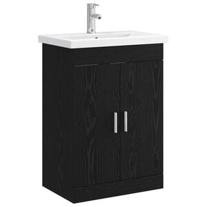 vidaXL Bathroom Furniture Set Black Oak 61 x 40 x 84.5 cm