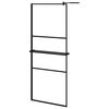 vidaXL Walk-in Shower Wall with Shelf Black 80x195 cm ESG Glass&Aluminium