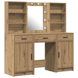 vidaXL Dressing Table Set with Shelf 3 pcs Artisan Oak Engineered Wood