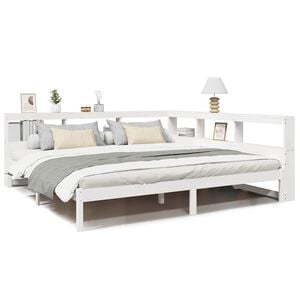vidaXL Bookcase Bed without Mattress White 200x200 cm Solid Wood Pine