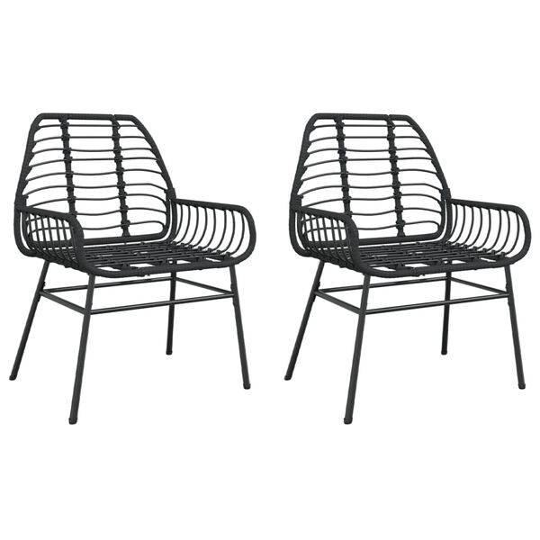 vidaXL Garden Chairs 2 pcs Black Poly Rattan