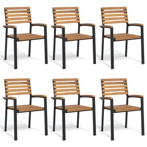 vidaXL Stackable Garden Chair | Set of 6 | Natural wood and black