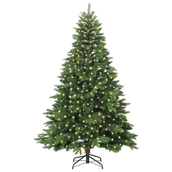 vidaXL Artificial Christmas Tree with 300 LEDs Green 180 cm PE and PVC