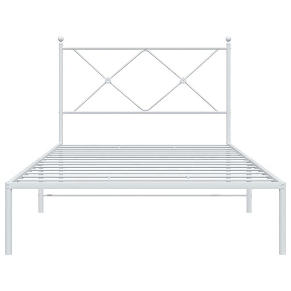 vidaXL Metal Bed Frame without Mattress with Headboard White 100x190cm