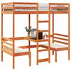 vidaXL Loft Bed Frame with Desk and Chairs Wax Brown 75x190cm Solid Wood Pine