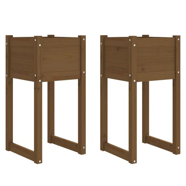 vidaXL Planters 2 pcs Honey Brown 40x40x81 cm Solid Wood Pine