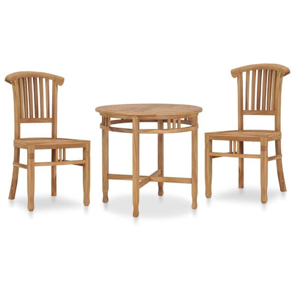 vidaXL 3 Piece Garden Dining Set Solid Teak Wood