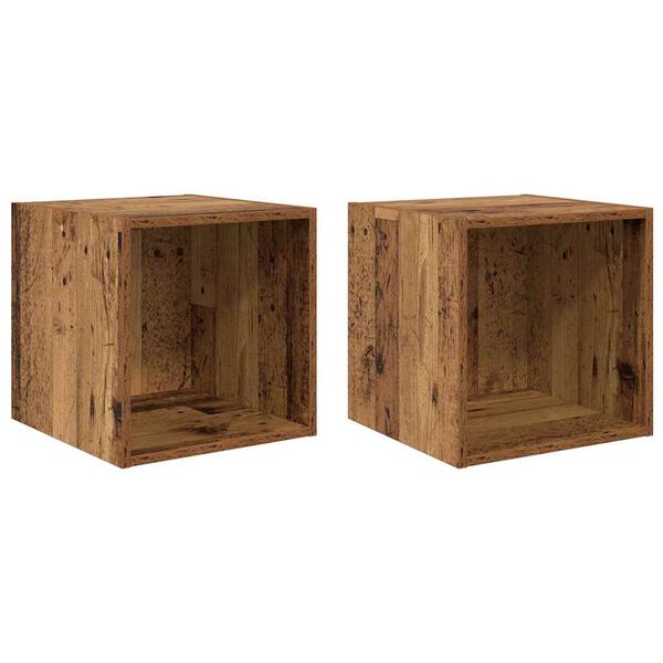 vidaXL Wall Cabinet 2 pcs Old Wood 37 x 37 x 37 cm Engineered Wood