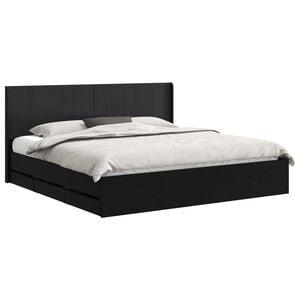 vidaXL Bed Frame with Storage and Headboard Black 200 x 200 cm