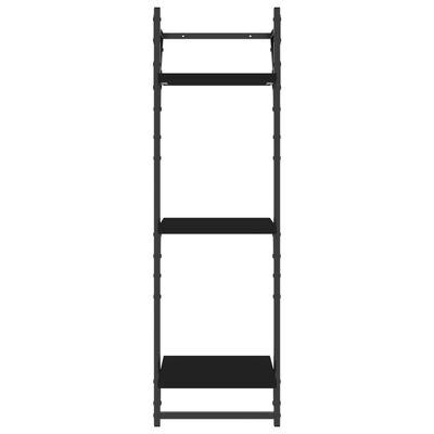 vidaXL 3-Tier Wall Shelves with Bars 2 pcs Black 30x25x100 cm