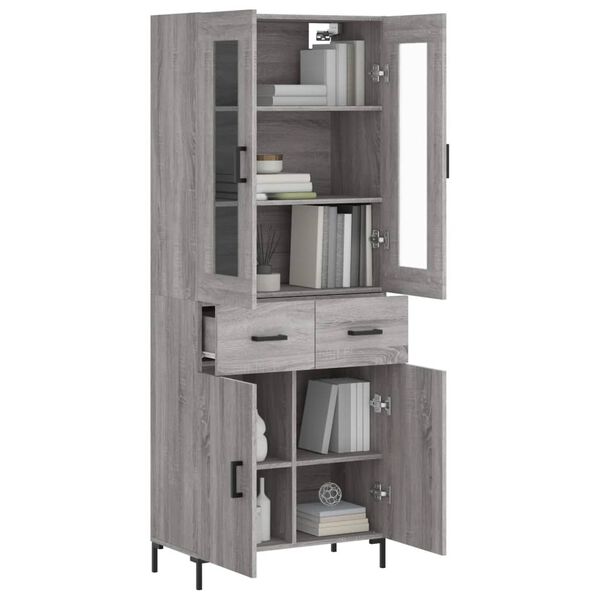 vidaXL Highboard Grey Sonoma 69.5x34x180 cm Engineered Wood