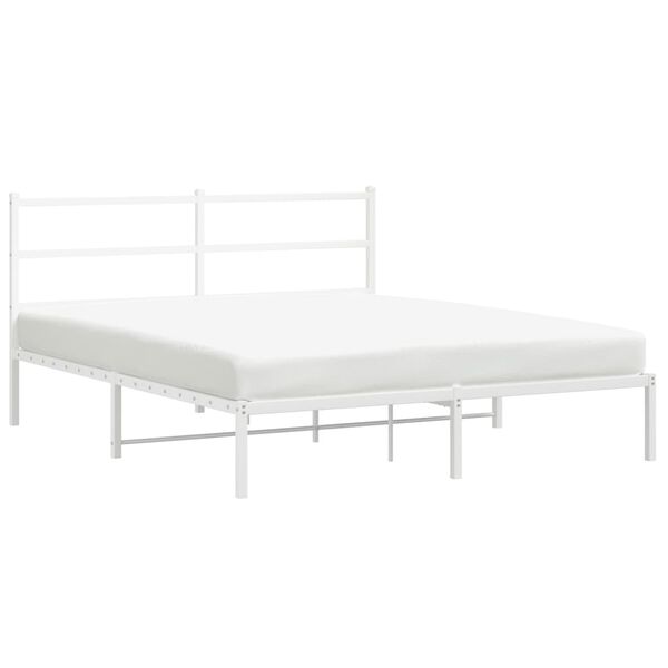vidaXL Metal Bed Frame without Mattress with Headboard White 150x200cm
