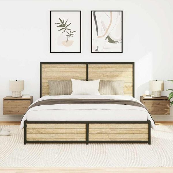 vidaXL Wall-mounted Bedside Cabinet 2 pcs Artisan Oak 50 x 36 x 30 cm