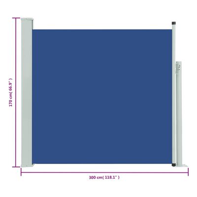 vidaXL Patio Retractable Side Awning 170x300 cm Blue