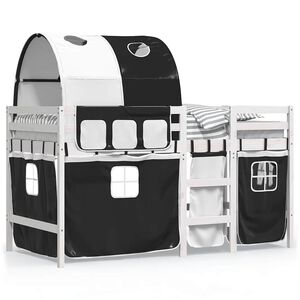 vidaXL Kids' Loft Bed with Tunnel without Mattress White&Black 90x190 cm Single