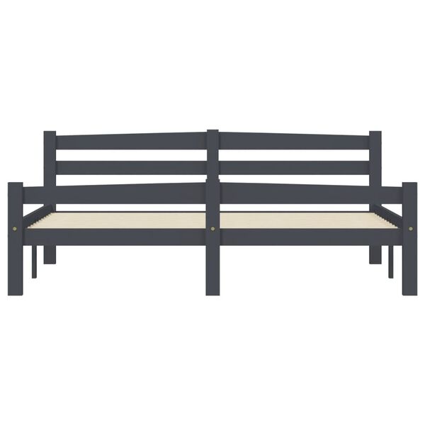 vidaXL Bed Frame without Mattress Dark Grey Solid Pinewood 160x200 cm (322093+321990)