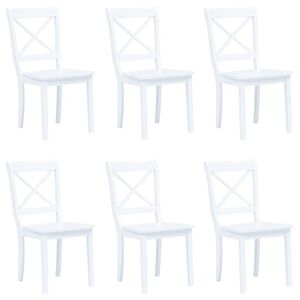 vidaXL Dining Chair | Set of 6 | White | Solid rubber wood | Standard