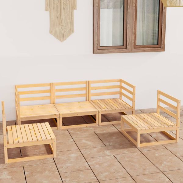 vidaXL 5 Piece Garden Lounge Set Solid Wood Pine