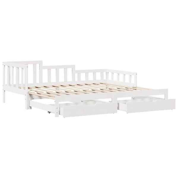 vidaXL Daybed with Trundle and Drawers without Mattress White 90x200 cm