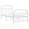 vidaXL Metal Bed Frame without Mattress with Footboard White 90x190cm