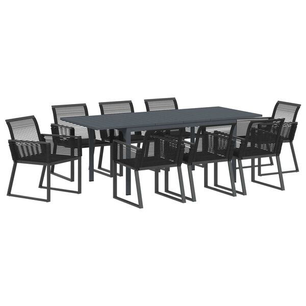 vidaXL Garden Dining Set 9 pcs Black Poly Rattan