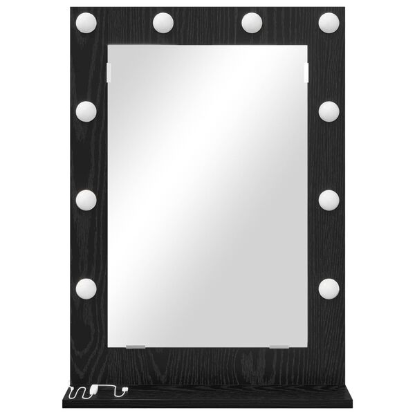 vidaXL Vanity Mirror Rectangular with Mirror Black Oak 70 x 50 x 18 cm