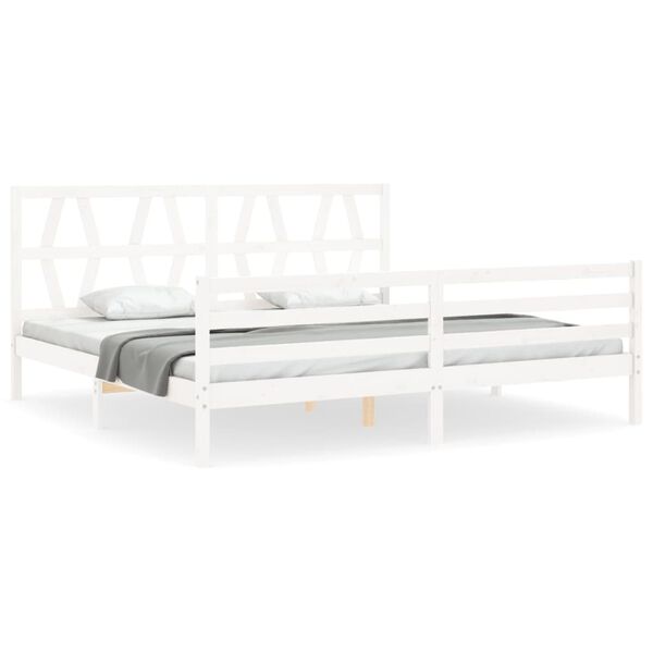 vidaXL Bed Frame without Mattress White Super King Size Solid Wood