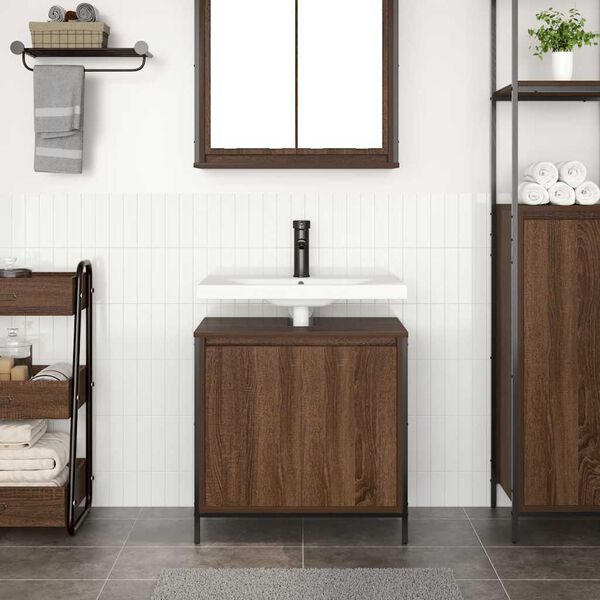 vidaXL Bathroom Basin Cabinet Brown Oak 60x34.5x60 cm