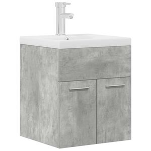 vidaXL Bathroom Sink Cabinet with Built-in Basin and Faucet Concrete Grey