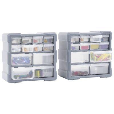 vidaXL Multi-drawer Organisers with 12 Drawers 2 pcs 26.5x16x26 cm
