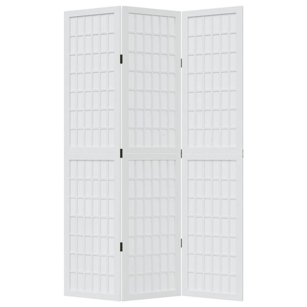 vidaXL Room Divider 3 Panels White Solid Wood Paulownia