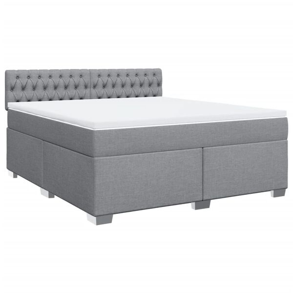 vidaXL Box Spring Bed with Mattress Light Grey 180x200 cm Fabric