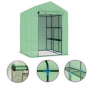 vidaXL Greenhouse with Shelves Steel 143x143x195 cm