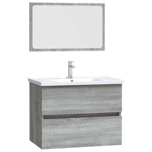 vidaXL 2 Piece Bathroom Furniture Set Grey Sonoma Engineered Wood
