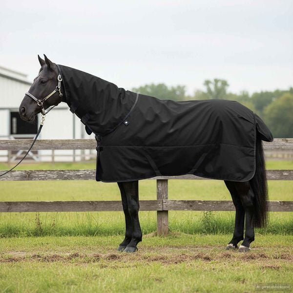 vidaXL Horse Blanket Full Black 105 cm Polyester