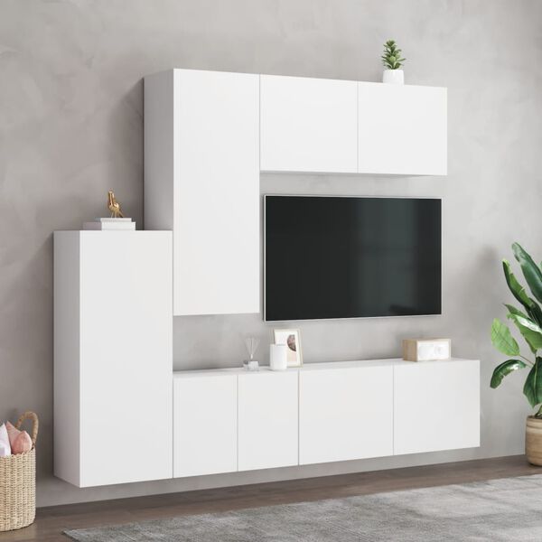 vidaXL 5 Piece TV Wall Units White Engineered Wood