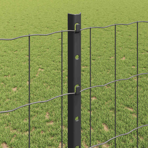 vidaXL Fence with Post Grey 1.2 x 10 m Steel and PVC