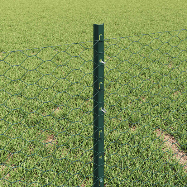 vidaXL Fence with Post Green 0.4 x 10 m Steel and PVC